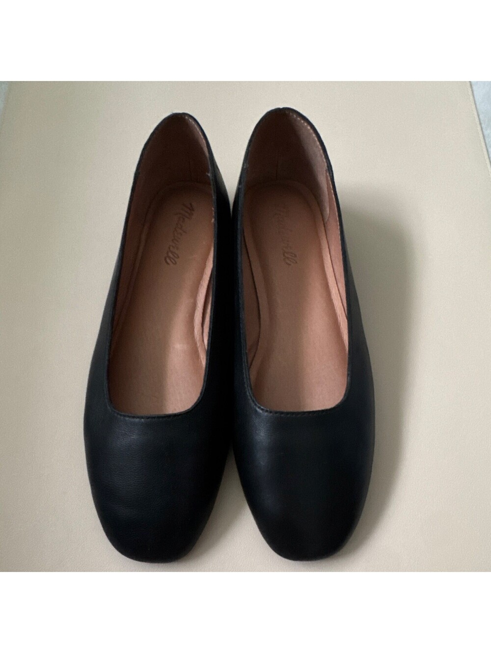 Madewell Cory Square Toe Ballet Flat Black Leather AE218 Women’s 9 Heel Cushion